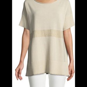 Lafayette 148 Cotton Crepe Yarn Stripe Sweater